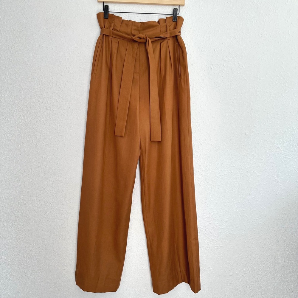 NWT Sezane Arthur Wide-Leg Trousers in Cafe
